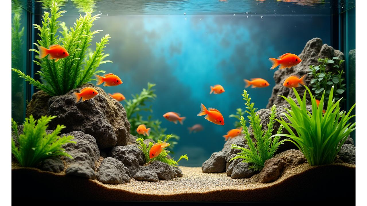 優雅に泳ぐ健康的な観賞魚と美しい水槽