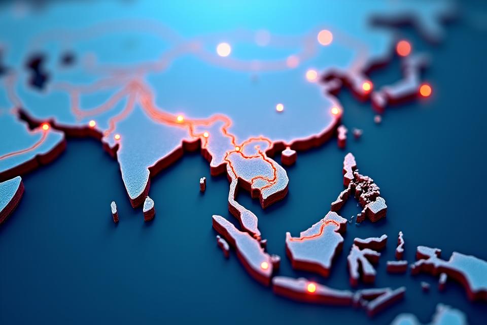 世界地図上でアワビ主要輸出先を示すマーカー