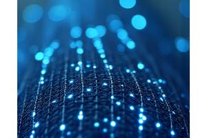 IoTセンサーが埋め込まれた青いスマート漁網