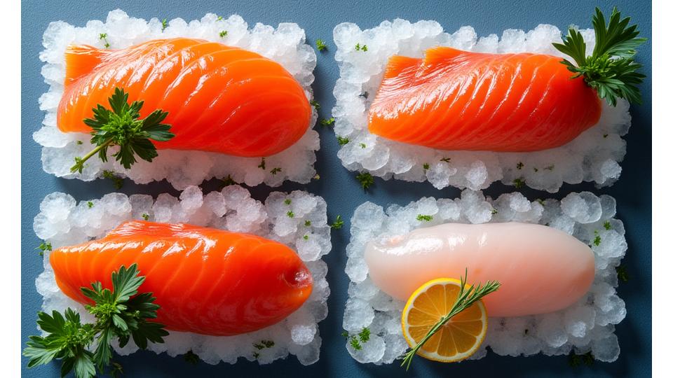 東京湾の季節の魚カレンダー。春、夏、秋、冬ごとに代表的な魚の写真が並ぶ